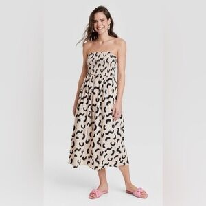 Strapless Black and Cream Dress